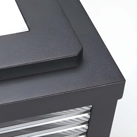 Square Ribbed Glass Outdoor Pier Mount Pillar Light