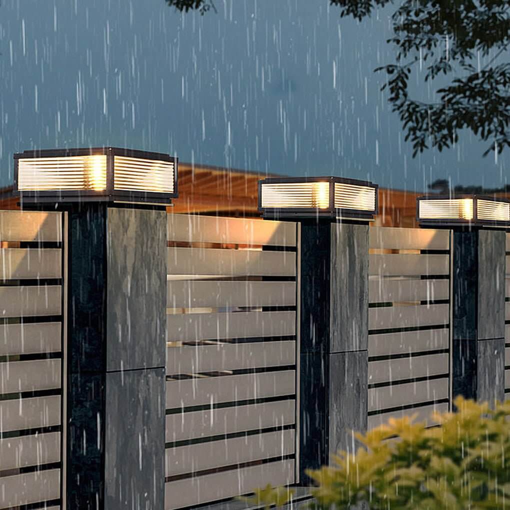 Square Ribbed Glass Outdoor Pier Mount Pillar Light