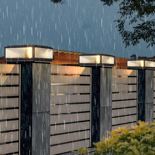 Square Ribbed Glass Outdoor Pier Mount Pillar Light