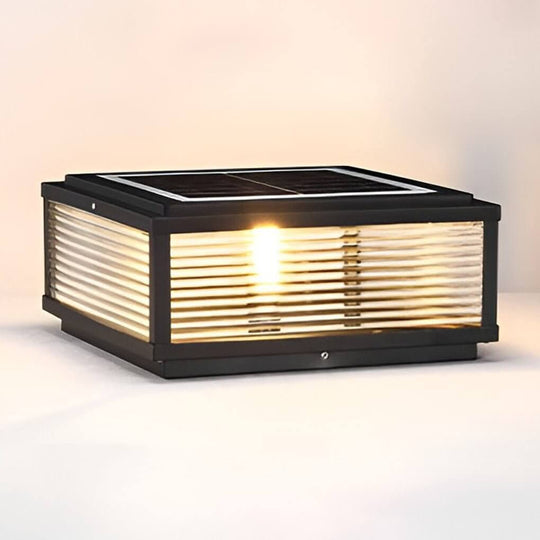 Square Ribbed Glass Outdoor Pier Mount Pillar Light