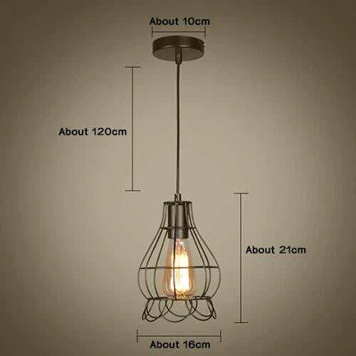 Modern Pendant Light Black Iron Hanging Cage Vintage E27Led Lamp Bulb Industrial Loft Retro Dining Room Restaurant Bar Counte
