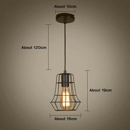 Modern Pendant Light Black Iron Hanging Cage Vintage E27Led Lamp Bulb Industrial Loft Retro Dining Room Restaurant Bar Counte