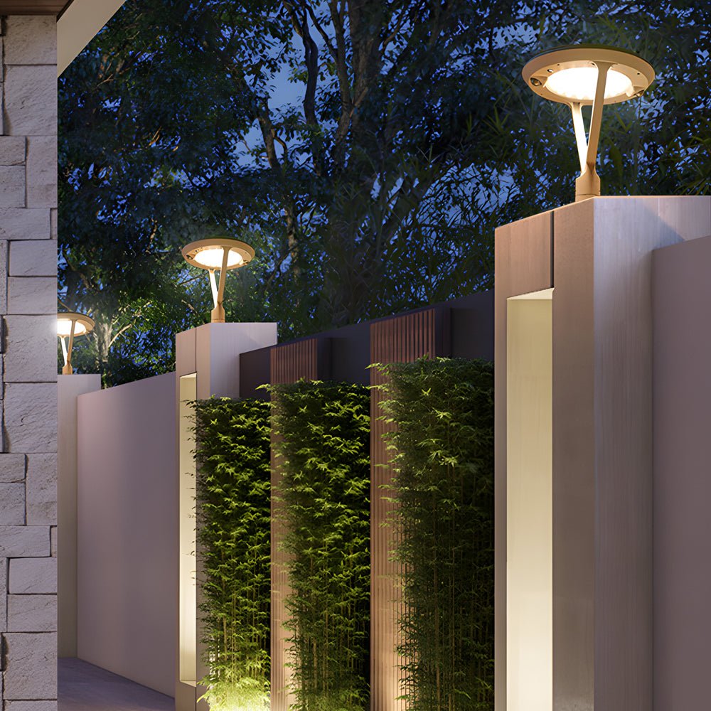 Modern Round Dual Motion Sensor LED Solar Post Lights Outdoor Pillar Lamp