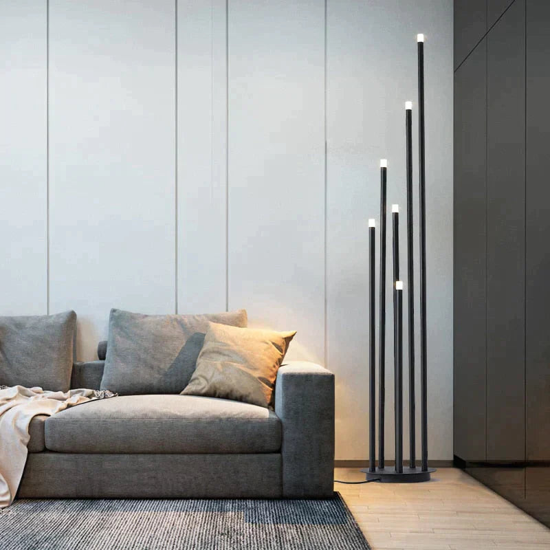 Modern simple personality black multi-head LED floor lamp branch stand lamp living room reading lamp room bedside floor lamp