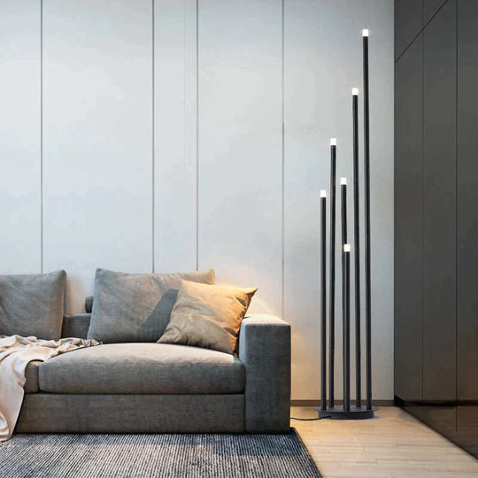 Modern simple personality black multi-head LED floor lamp branch stand lamp living room reading lamp room bedside floor lamp