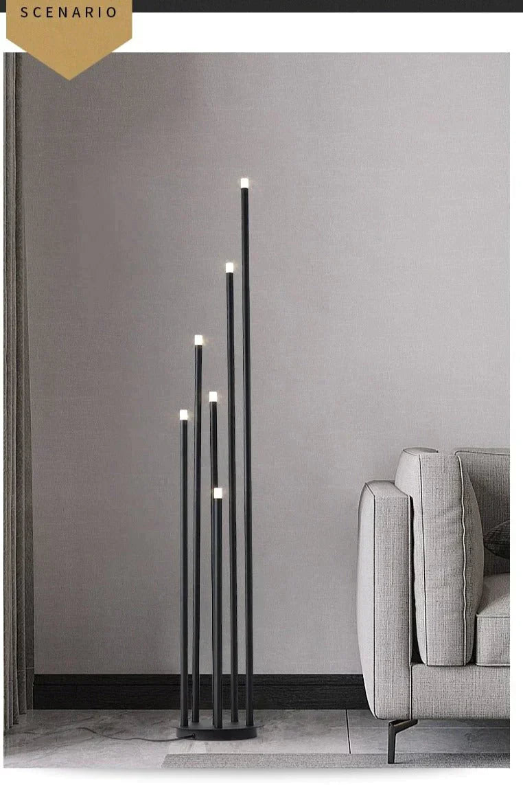 Modern simple personality black multi-head LED floor lamp branch stand lamp living room reading lamp room bedside floor lamp