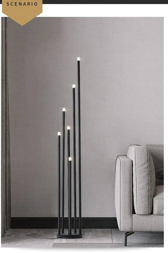 Modern simple personality black multi-head LED floor lamp branch stand lamp living room reading lamp room bedside floor lamp
