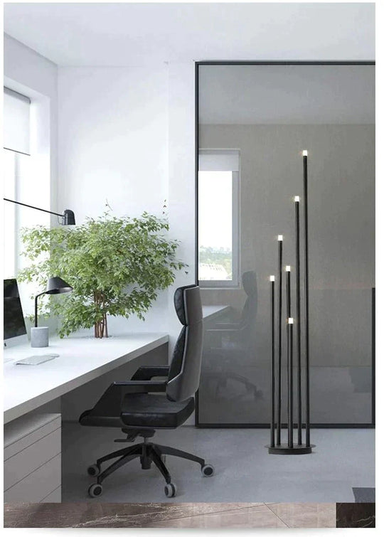 Modern simple personality black multi-head LED floor lamp branch stand lamp living room reading lamp room bedside floor lamp