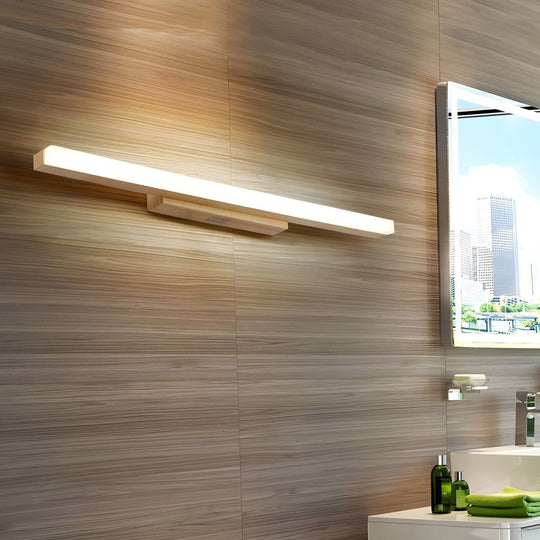 Modern Wooden LED Vanity Light Rectangular Wall Mount