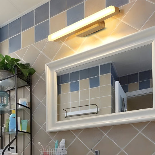 Modern Wooden LED Vanity Light Rectangular Wall Mount