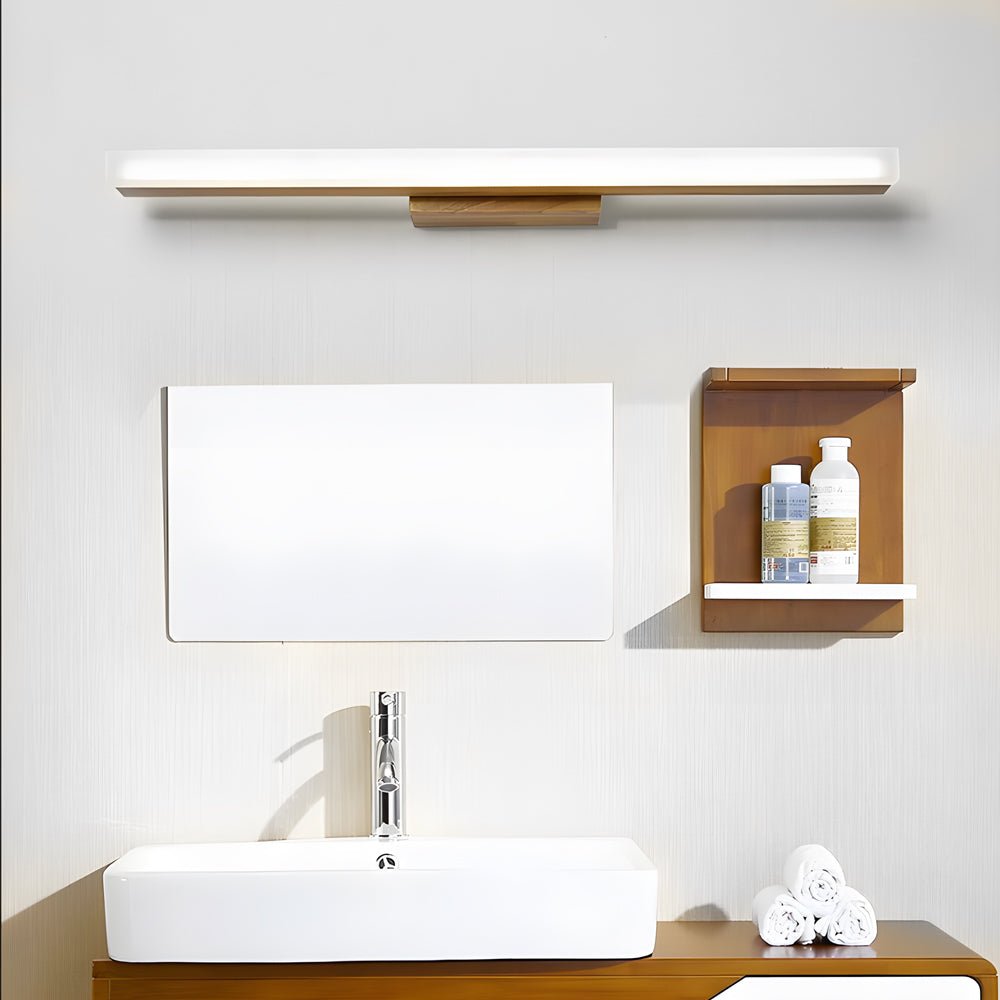 Modern Wooden LED Vanity Light Rectangular Wall Mount