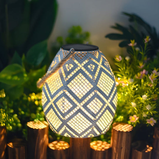 Moroccan Solar Powered Portable Hanging Outdoor LED Lantern