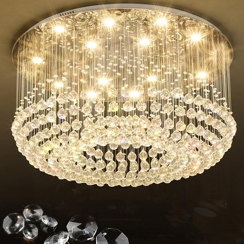 Glass-cicles Crystal LED Drum Flush Mount Chandelier