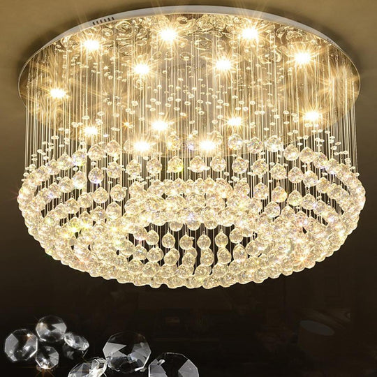 Glass-cicles Crystal LED Drum Flush Mount Chandelier