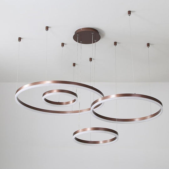Circle Aluminum LED Chandelier for High Ceilings Living Room