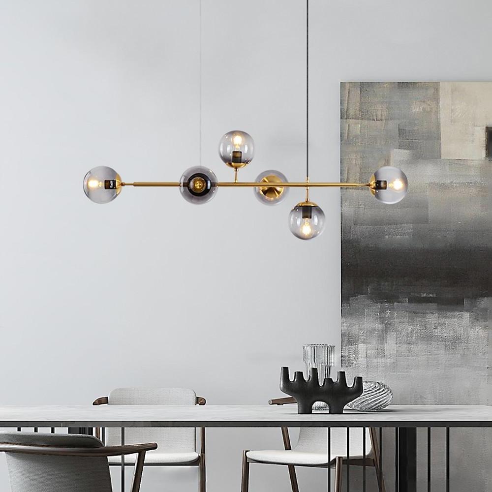 6-Glass Globe LED Electroplated Modern Chandelier