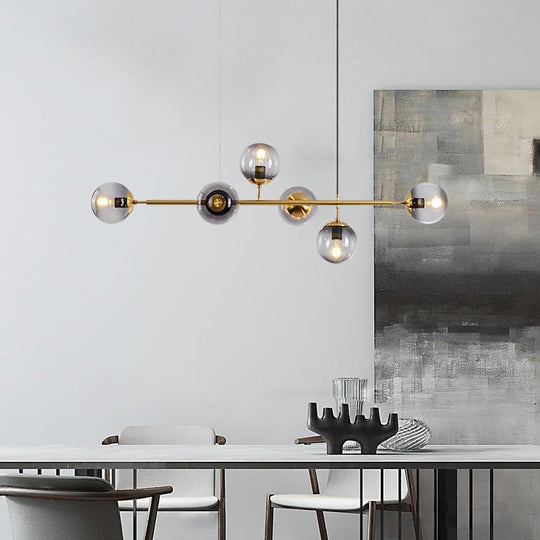 6-Glass Globe LED Electroplated Modern Chandelier