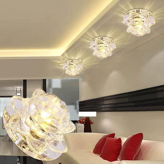 Electroplated Glass Flower Design LED Ceiling Light