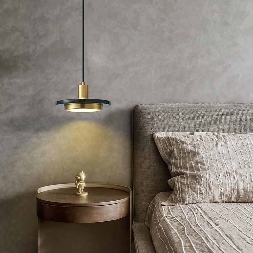 Double Circle Pendant Lighting Classic Metal Marble Ceiling Light