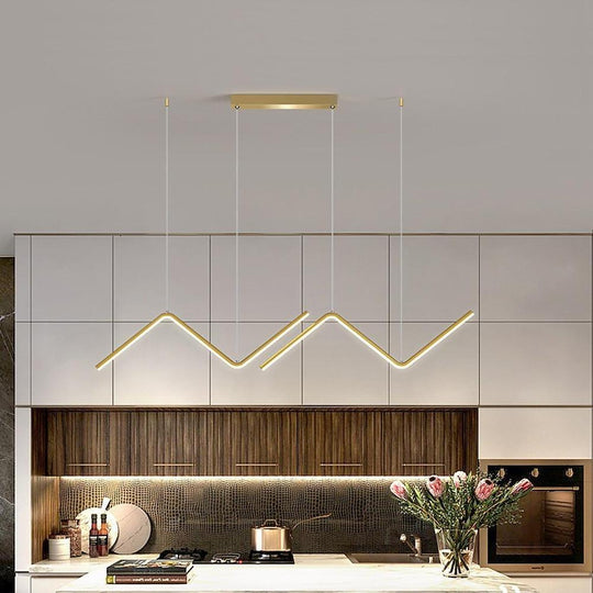 Nordic Minimalist LED 2 Lights Wave Shaped Dimmable Pendant Light