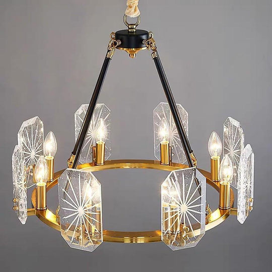 Wagon Wheel Crystal Accent LED Chandelier – 8 or 10 Lights, Gold Finish