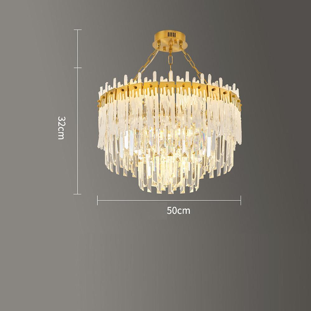 Nordic Style Round Gold Crystal LED Chandelier – 16" Adjustable Cord