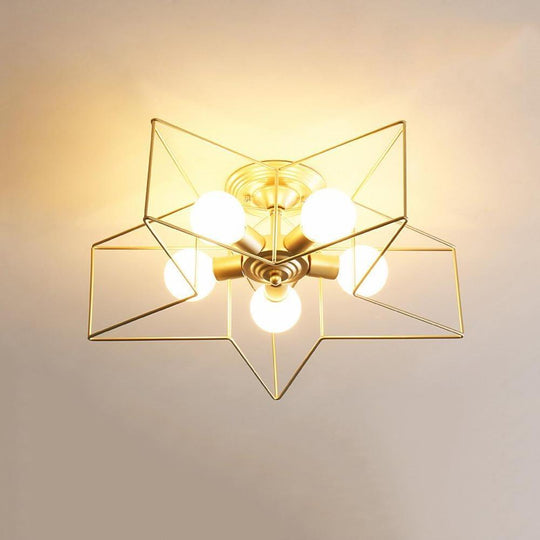 Unique Metal Star Design LED Modern Flush Mount Ceiling Light