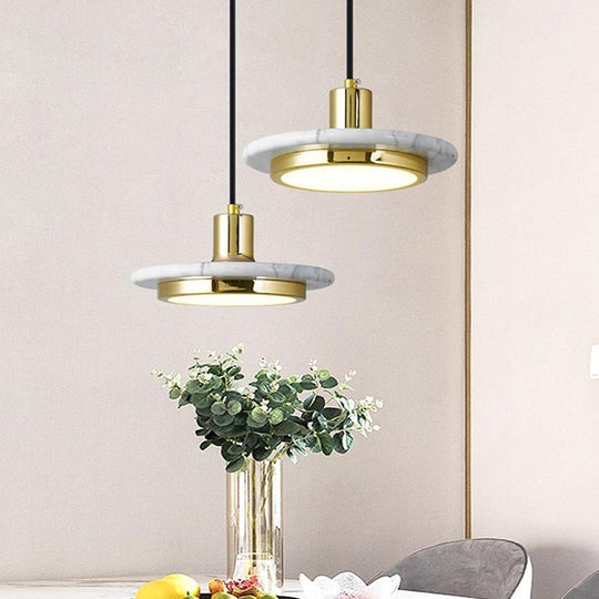 Double Circle Pendant Lighting Classic Metal Marble Ceiling Light