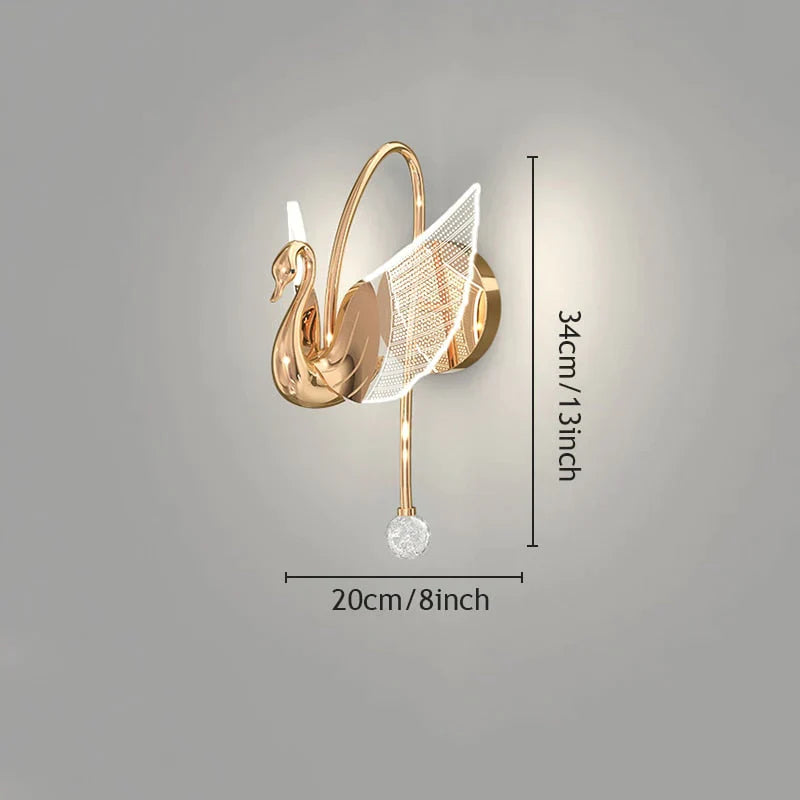 Nordic Art Deco LED Swan Wall Lamp  for Bedroom Bedside wall Living Room Hallway Indoor Lighting