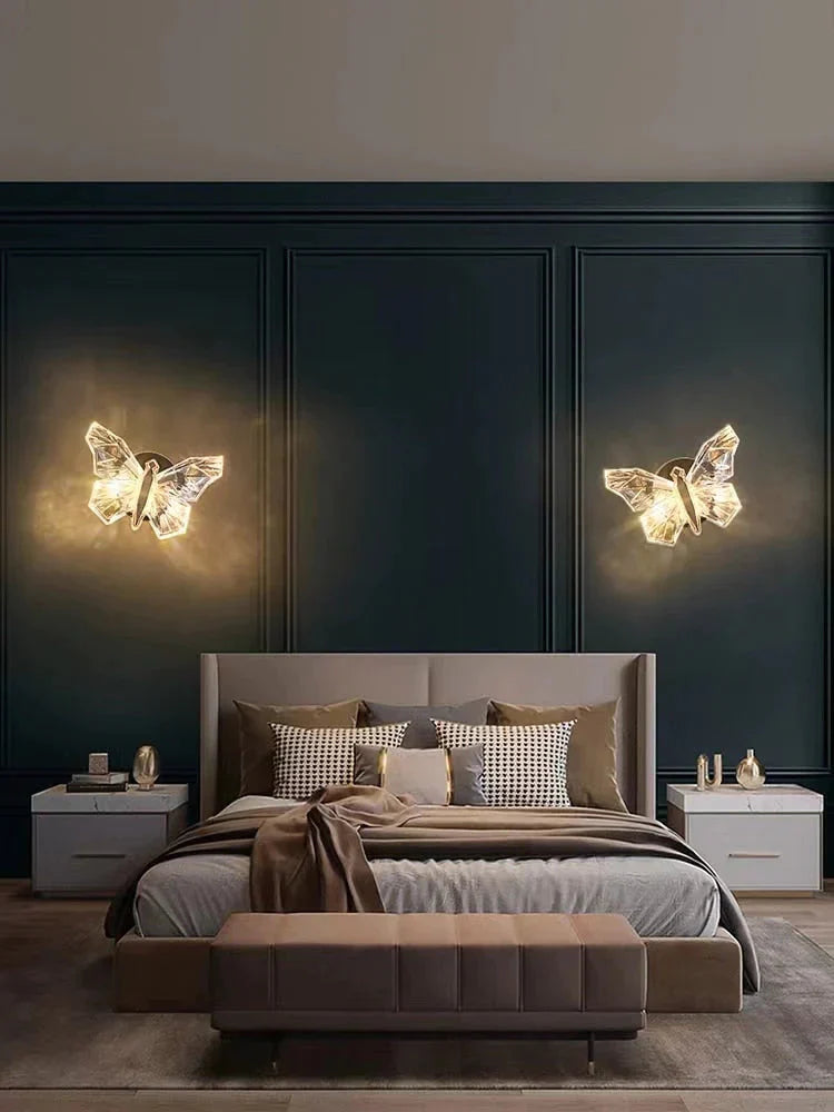 Nordic Creative Luxury Butterfly wall lamp for Bedroom Living Room Lighting