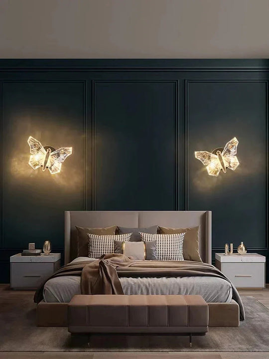 Nordic Creative Luxury Butterfly wall lamp for Bedroom Living Room Lighting