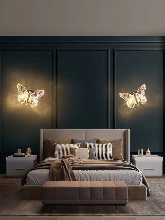 Nordic Creative Luxury Butterfly wall lamp for Bedroom Living Room Lighting