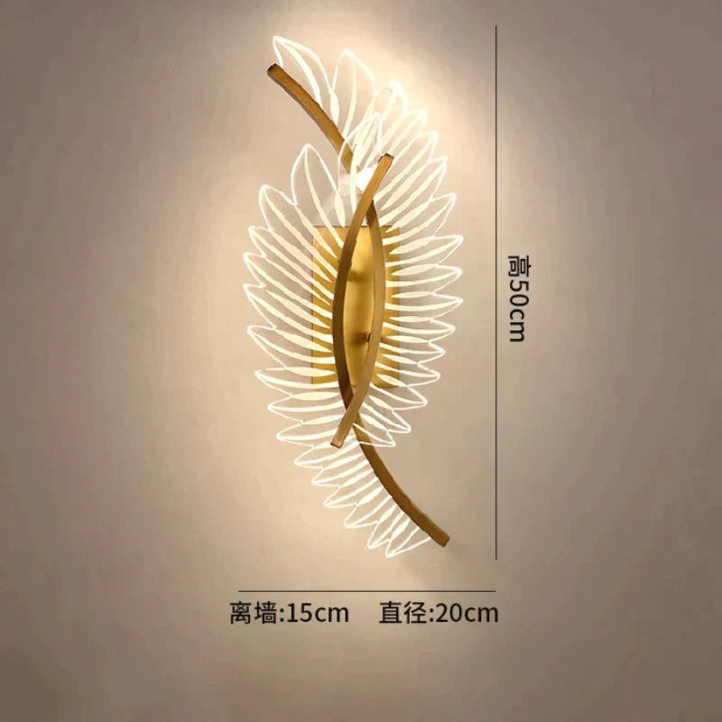 Nordic modern art bedside feather LED Wall Lamp