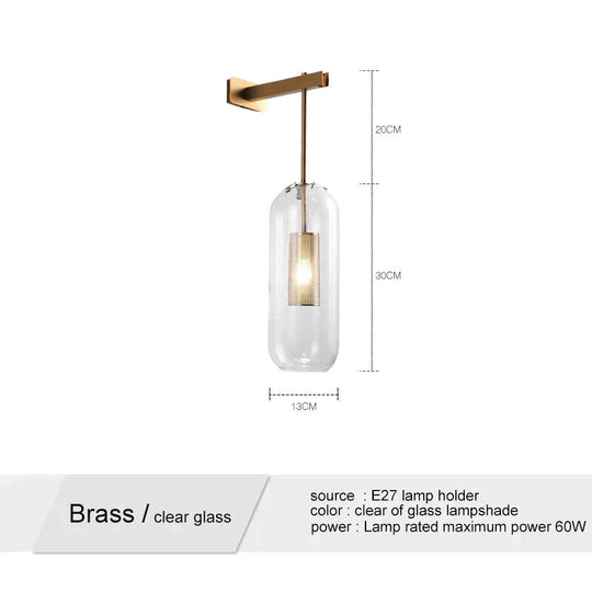 Nordic Modern Decor Glass Lampshade for Bedroom Study Room Stairs Art Wall Lamp