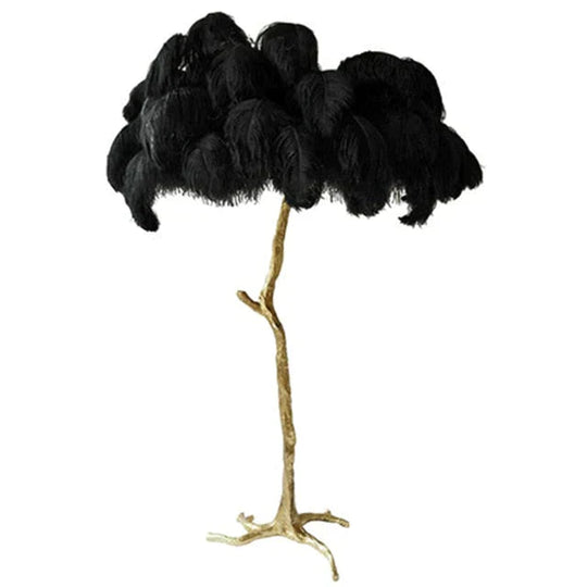 Nordic Ostrich Feather Floor Lamp Stand Light Copper Modern Interior Lighting Decor Home Floor Lights Luminaria Ostrich Feather