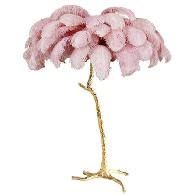 Nordic Ostrich Feather Floor Lamp Stand Light Copper Modern Interior Lighting Decor Home Floor Lights Luminaria Ostrich Feather