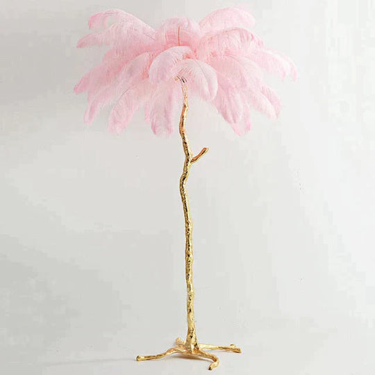 Nordic Ostrich Feather Floor Lamp Stand Light Copper Modern Interior Lighting Decor Home Floor Lights Luminaria Ostrich Feather
