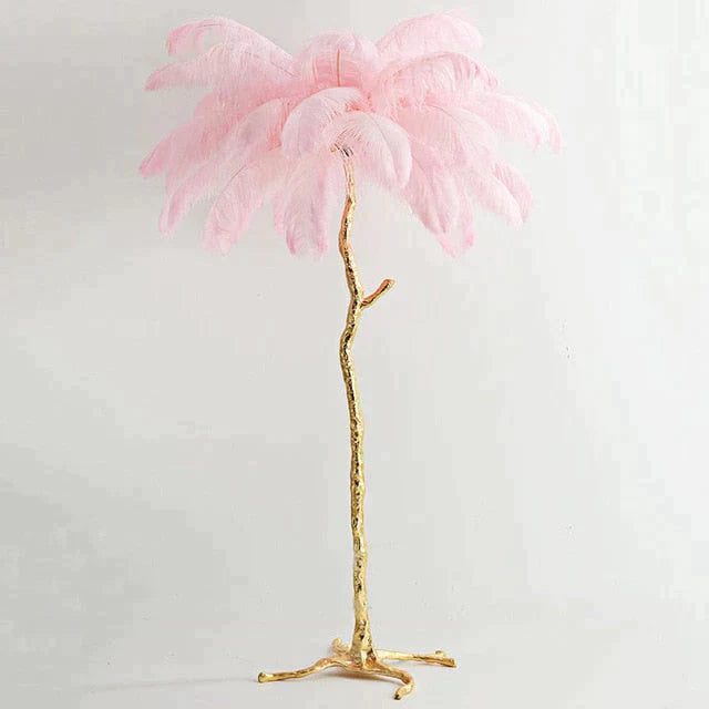 Nordic Ostrich Feather Floor Lamp Stand Light Copper Modern Interior Lighting Decor Home Floor Lights Luminaria Ostrich Feather
