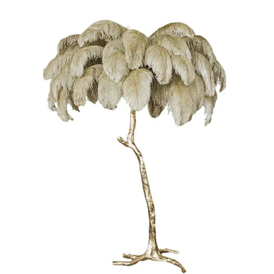 Nordic Ostrich Feather Floor Lamp Stand Light Copper Modern Interior Lighting Decor Home Floor Lights Luminaria Ostrich Feather