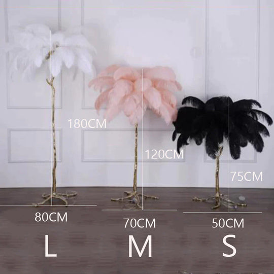 Nordic Ostrich Feather Floor Lamp Stand Light Copper Modern Interior Lighting Decor Home Floor Lights Luminaria Ostrich Feather