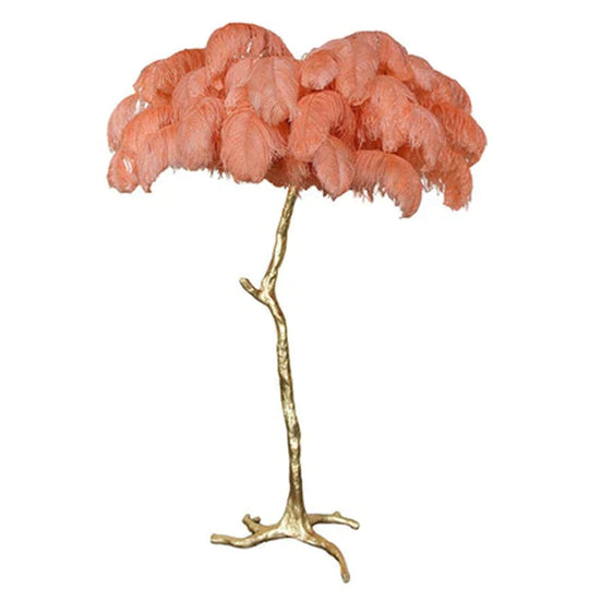 Nordic Ostrich Feather Floor Lamp Stand Light Copper Modern Interior Lighting Decor Home Floor Lights Luminaria Ostrich Feather