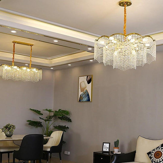 Lantern Design Electroplated Crystal LED Modern Chandelier
