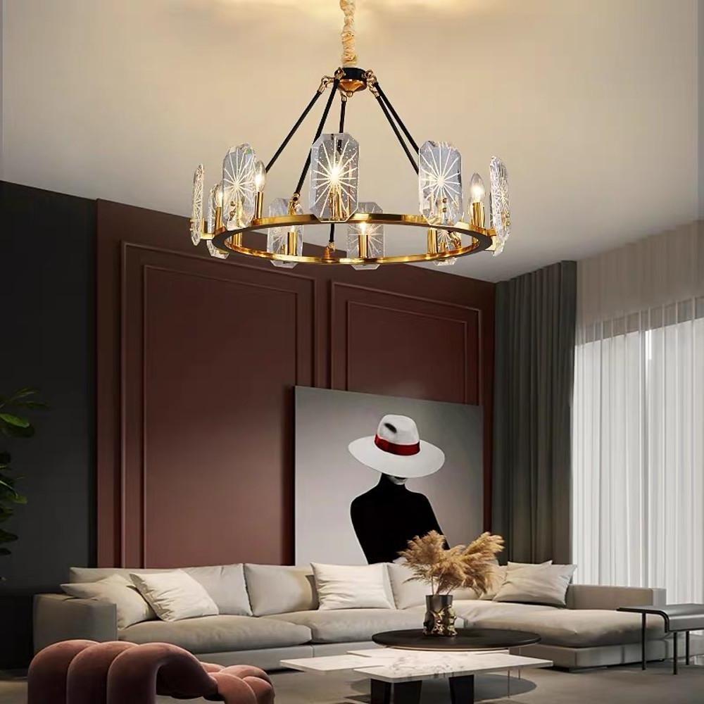 Wagon Wheel Crystal Accent LED Chandelier – 8 or 10 Lights, Gold Finish