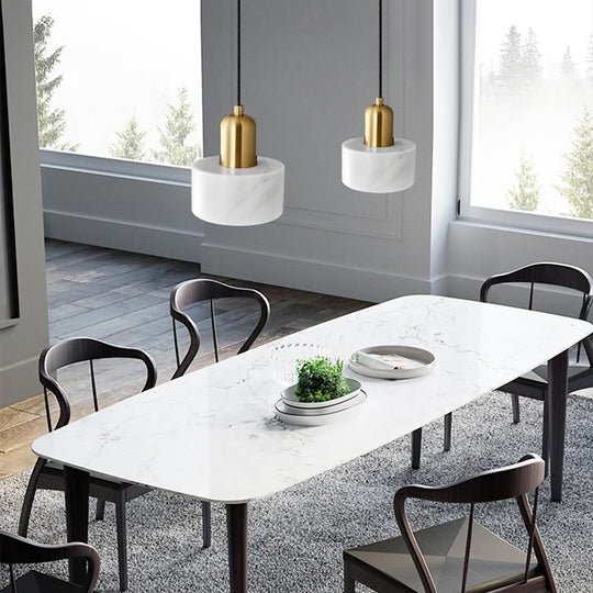 Cylindrical Electroplated Metal Resin LED Pendant Light