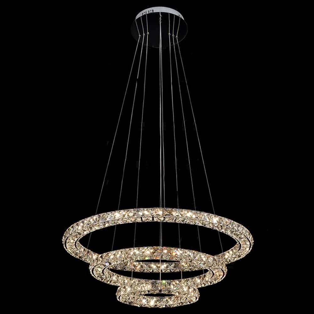 LED 3 Rings Gold Crystal Modern Chandelier