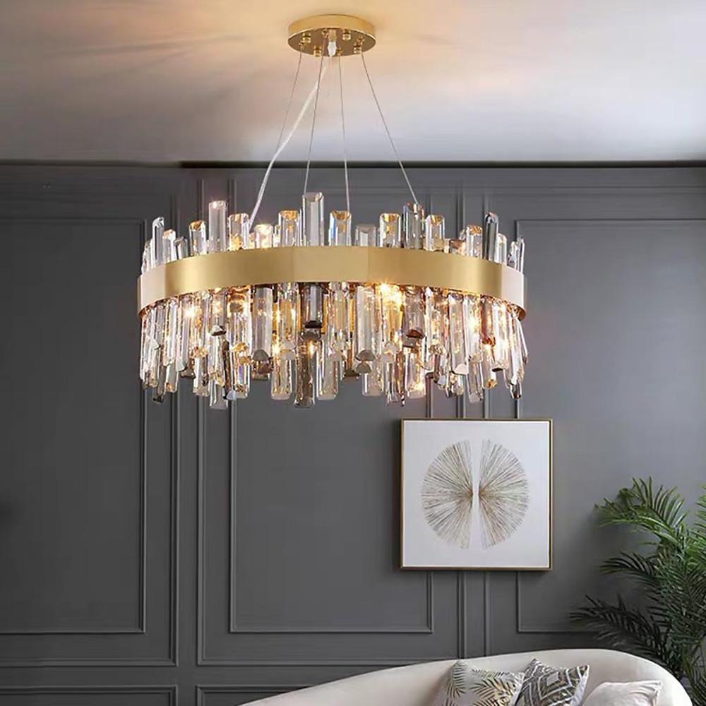 8-Light Modern Crystal Brass Chandelier