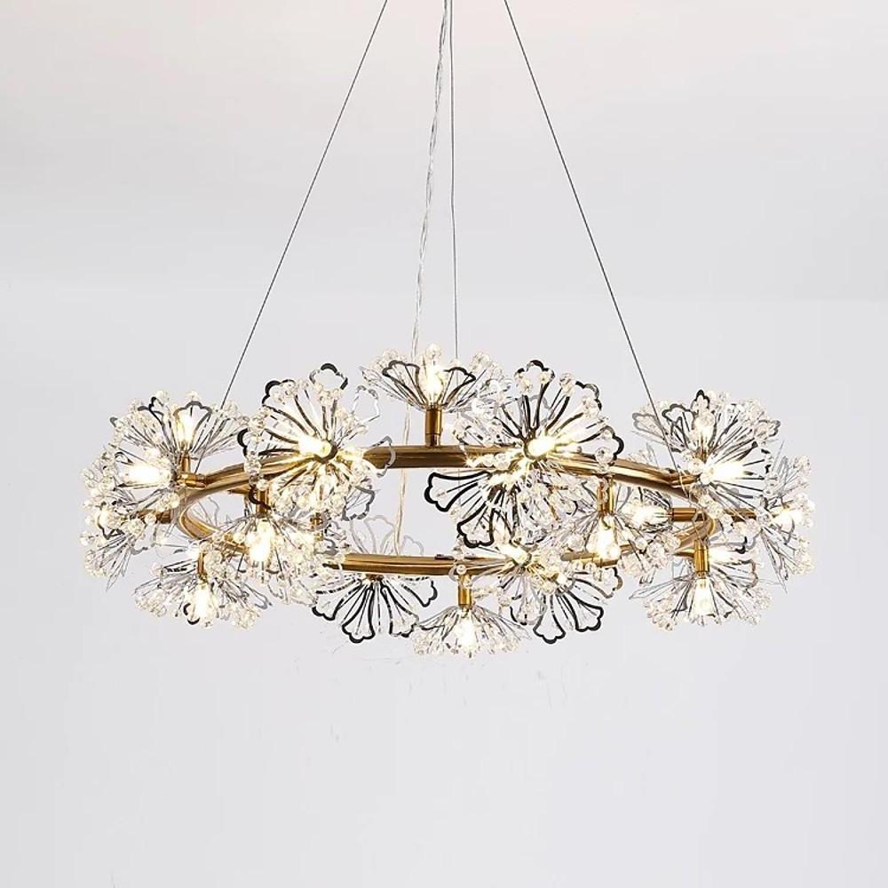 Circle Flower Design Electroplated Metal Crystal Classic Chandelier