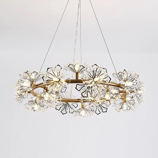 Circle Flower Design Electroplated Metal Crystal Classic Chandelier