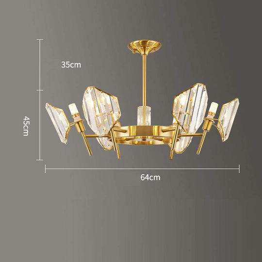 Brass Ring Frame Crystal LED Chandelier – Gold Metal with Crystal Accents