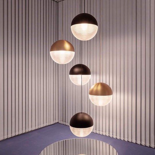Round Ball Electroplated Glass Metal LED Pendant Light